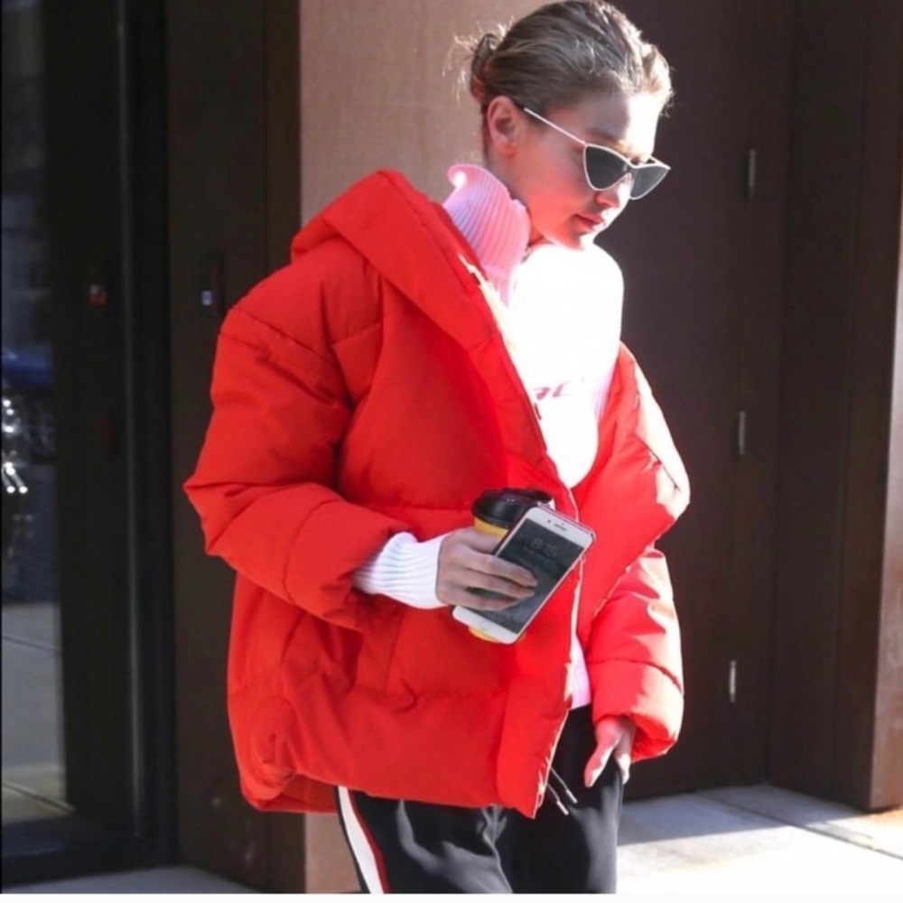 H&M red padded puffer with hood - Picture 2 of 5